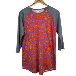 LargeΒ 13-16 LULAROEβFloral Randy Raglan Shirt